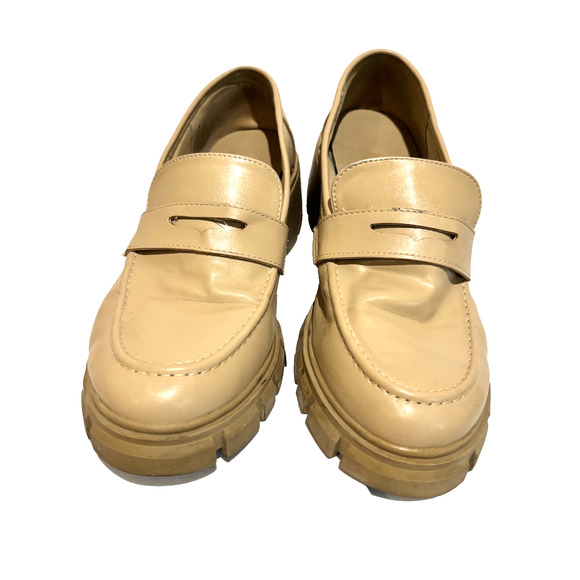 Cushionaire Women's Platform Chunky Penny Loafers Beige sz 10 Grunge Academia - Picture 2 of 10